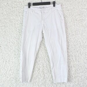 Frank & Eileen Wicklow Chino White Cotton Blend Cropped Pants Size 6 Raw Hem USA